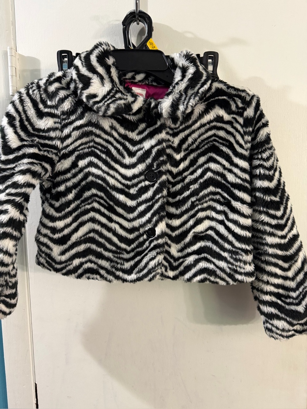 Gymboree Wild One Zebra Faux Fur Coat Size 7/8